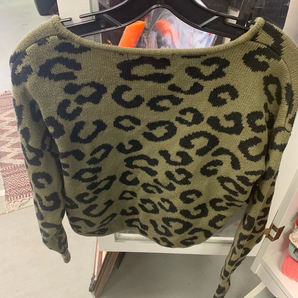 Crop sweater green and black - Picture 3 of 4